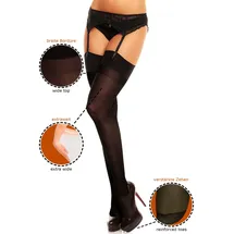 Glamory Damen Noir 60 Strapsstrümpfe, Schwarz, 2XL-(52-54) - XXL Große Größen