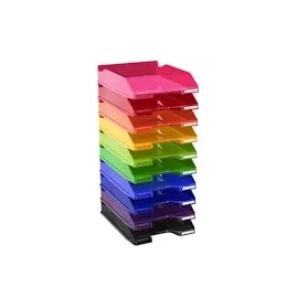 Exacompta 113203D Premium Briefablage Combo Midi DIN A4. Idealer Briefkorb für Ihre Organisation. Robuster und stapelbarer Ablagekorb königsblau glänzend