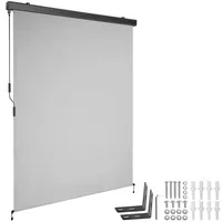 Tectake tectake® Senkrechtmarkise Eloise mit 2 Wandhalternhellgrau
