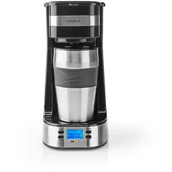 Nedis Kaffeemaschine - Filter Kaffee - 0.4 l - 1 Tassen - Timer einschalten - Schwarz / Silber