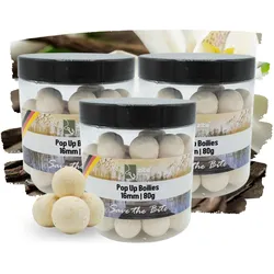 Pop-Up Boilie Set hochfängiges Vanille Aroma 16 mm Amino Karpfenköder 3x80g WEISS 240g