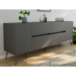 Raumwunder XXL Sideboard Kommode Heros 200cm 4 SoftClose 2 Türen Grafit