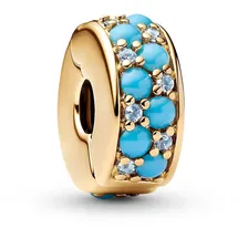 Pandora Clip-Charm Aquamarinblau Goldfarben 763902C01