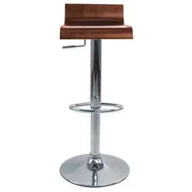 miliboo Design-Barhocker dunkles Holz mit Walnuss-Finish und verchromtes Metall (2er-Set) SURF V2