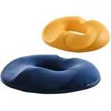 Surwin Donut Kissen Sitzkissen Orthopädisch, 1Pcs Sitzkissen Rund, Sitzkissen Bürostuhl, Hämorrhoiden Sitzkissen, Bequemer Sitzring Steißbein Entlastung für Rücken, Hüfte (1pcs,Blau Gelb-Frauen)