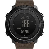 TPWEWRX Outdoor Militäruhr für Herren multifunktional digital Handgelenk Armbanduhr Nylonband 50M Höhenmesser Barometer Kompass wasserdichte Uhr für Bergsteigen Schwimmen Fitness (Brown)