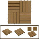 Terrassenfliesen 11stk. Tief Geprägt Wpc 30x30cm 1 Qm Teakfarbe - Terrassendielen - Gartenmöbel - Outdoor Dekoration - Wpc Dielen - Holzoptik