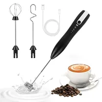 Weinsamkeit Milchaufschäumer Elektrisch USB Milchaufschäumer Stab with 3 Heads, Elektrischer Schneebesen 3 Einstellbare Geschwindigkeiten Edelstahl für Kaffee/Latte/Macha/Cappuccino/Eier Schlagen