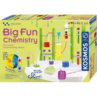Kosmos Big Fun Chemistry - Die verrückte Chemie-Station, Experimentierkasten, Labor für Kinder ab 8 Jahren, glibbriger Schleim, blubbernde Flüssigkeiten, wechselnde Farben, mehrsprachige Anleitung