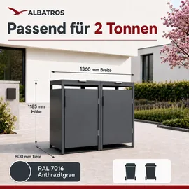Albatros Mülltonnenbox 2er Hauswandversion 136 x 118,5 x 80 cm grau