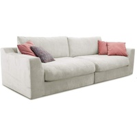 Cavadore Big Sofa Fiona / Große Couch inkl. Rückenkissen im modernen Design / 274x90x112 / Webstoff cream