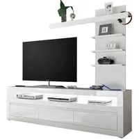 Furn.design Lowboard, weiß Weiß Hochglanz, grau Holzwerkstoff, Nachbildung, Uni,