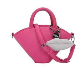 Schultertasche BUFFALO "Sculpt", Damen, Gr. B/H/T: 7cm x 15.5cm x 24cm, pink, Polyurethan (PU), unifarben, Taschen, mit abnehmbarem Schultergurt