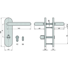 BASI 7304-0108 Kurzschild-Drücker-Garnitur