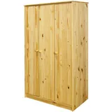 Möbilia Kleiderschrank | mit 3 Türen | Kiefer-Holz massiv | naturfarben lackiert | B 107 x T 50 x H 175 cm | 19020063 | Serie SCHRANK