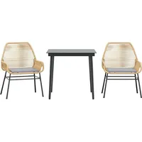 VidaXL 3-tlg. Garten-Essgruppe mit Kissen Braun Poly Rattan Glas