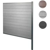 Mendler WPC-Sichtschutz Sarthe, Windschutz Zaun, Alu-Pfosten zum Einbetonieren ~