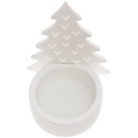 Rico Design Teelichthalter Tannenbaum, Keramik, weiß