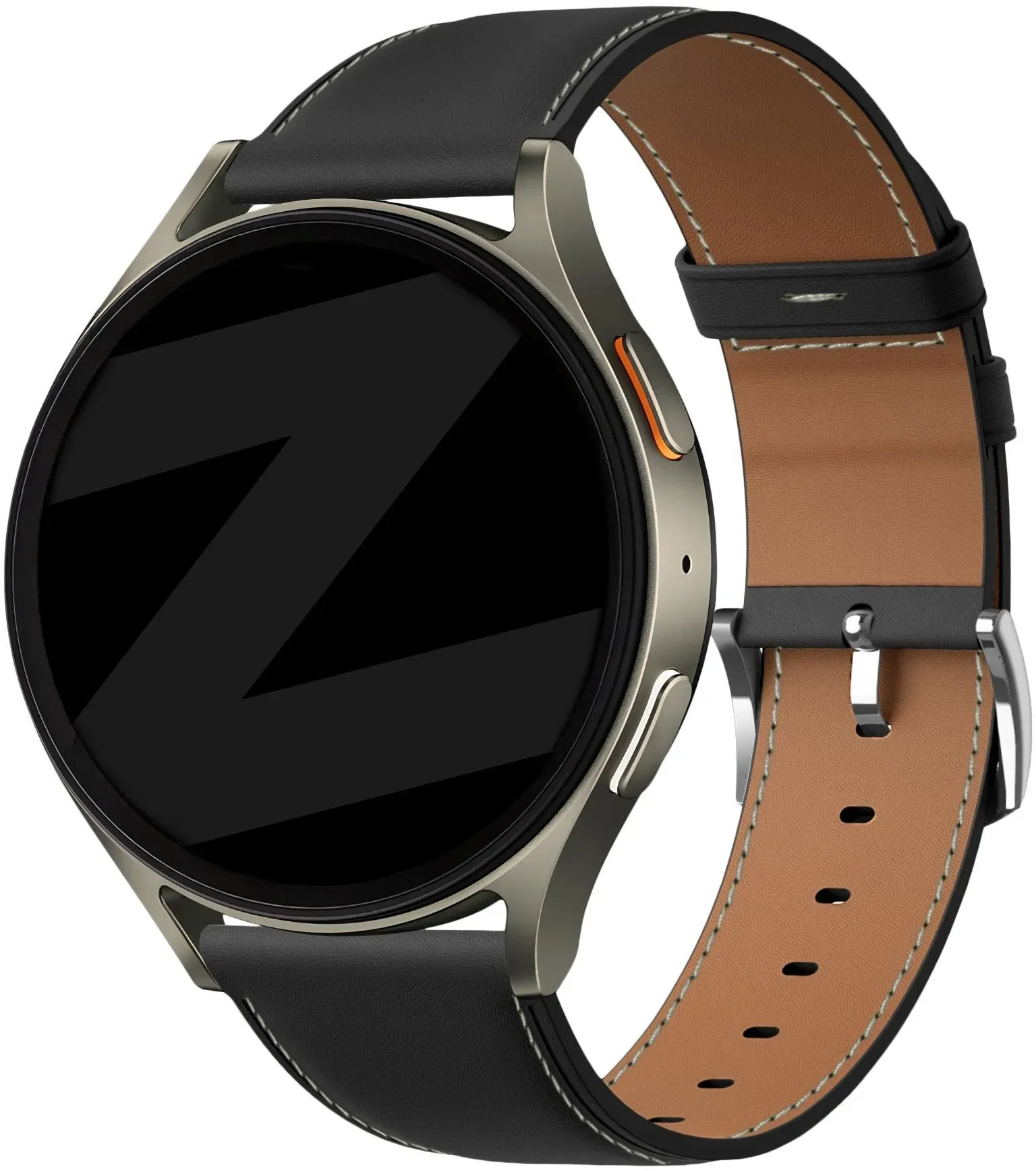 Bandz Oozoo Smartwatch 20mm Armband Leder 'Easy Fit' für Oozoo Smartwatch 20mm - Schwarz - Schnallenverschluss