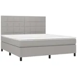 vidaXL Boxspringbett mit Matratze & LED Hellgrau 160x200 cm Stoff