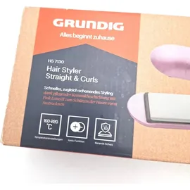Grundig HS 7130 Haarglätter, Glätteisen, 4 Stufen, 160 °C bis 220 °C, Ionic-Funktion, bewegliche Vollkeramikplatten, Turbo-Funktion, Rosé/Silber