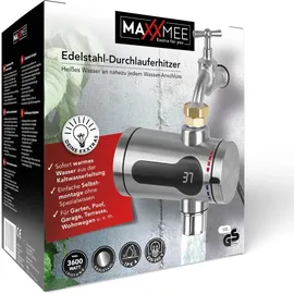 MAXXMEE Edelstahl-Durchlauferhitzer Kompakt Schwarz 3600 W