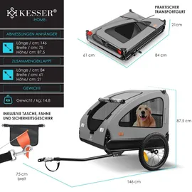 Kesser Hundeanhänger Boxer 2-in-1 grau
