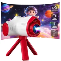 Kinderkamera, Usteetic 3 in 1 Beamer Projektor Kamera für Kinder 1080P Digitalkamera Kinder Fotoapparat Weihnachten Geschenk Spielzeug für 3 4 5 6 8 7 9 10 11 12 Jahre Jungen und Mädchen, Raumschiff