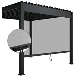Juskys Seitenwand für Lamellendach Tahiti - Rollo 3 m - Aluminium & Stoff - Zubehör Anthrazit