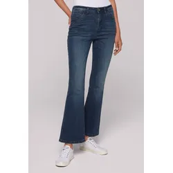 Regular-fit-Jeans SOCCX, Damen, Gr. 28, Länge 32, blau, Material: 72% Baumwolle, 27% Polyester, 1% Elasthan, Abriebeffekte, casual, regular fit, Jeans, mit ausgestelltem Bein