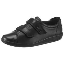 Klettschuh ECCO "SOFT 2.0", Damen, Gr. 38, schwarz, Leder, sportlich, Schuhe, Halbschuh, Freizeitschuh mit Klettverschlüssen
