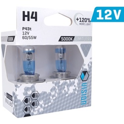 Vision H4 Limitless White Halogen Autolampe +120% Licht 2er
