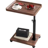 C-förmiger Beistelltisch – mobiler Laptoptisch höhenverstellbar 45–80 cm – Holzoptik Braun – Sofa- & Nachttisch - Braun