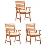 vidaXL Gartenstuhl 60,1 x 69,5 x 33,6 cm creme 3 St.