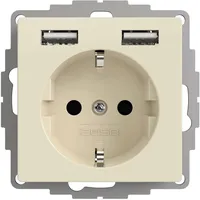 2USB 2U-449290 Unterputz-Steckdose VDE, mit USB, erhöhter Berührungsschutz IP20 Creme-Weiß, Glanz