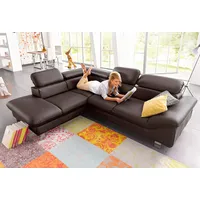 Ecksofa COTTA "Driver L-Form" Sofas Gr. B/H/T: 268cm x 73cm x 214cm, Luxus-Kunstleder, Ottomane links, mit Kopfteilverstellung-ohne Bettfunktion und Bettkasten, braun mit Kopfteilverstellung, wahlweise Bettfunktion