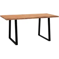Wohnling Schreibtisch akazie rechteckig, Trapez-Gestell schwarz 200,0 x 100,0