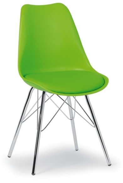 Konferenz-/Esszimmerstuhl aus Kunststoff mit Ledersitz CHRISTINE, grün