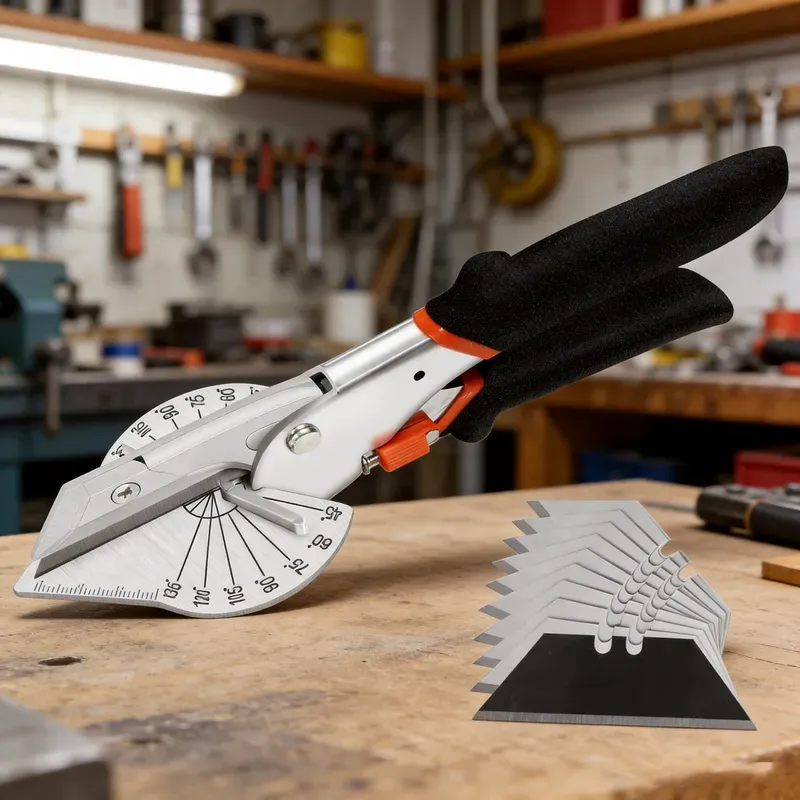 FLORA GUARD Schrägabstandsschneider - 45–135° Mehrfachwinkel-Trimmer, Dichtgummi-Schneider für weiches Holz, Kunststoff, PVC und mehr, inkl. 10 Ersatzklingen (JDJ-5)