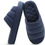 KuaiLu Hausschuhe für Männer Baumwollmischung Stoff Warme Slides Hausschuh Comfy Arch Support Innen Außen Haus Slipper Schuhe Bequem Slip-on Leichte Dicke Kissen Mann Scuff Pantoffeln, Dunkelblau 47 - 47 EU