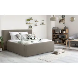 Polsterbett INOSIGN "Dalina", beige, B:231cm H:124cm L:247cm, Struktur (100% Polyester), Betten, geradliniges Kopfteil, in 5 Breiten, auch in 220cm Länge