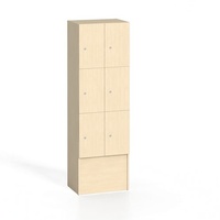 Holz-Schließfachschrank mit Aufbewahrungsboxen, 6 Boxen, Birke