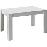 INOSIGN Esstisch Basic 137x90x79 cm (BxTxH), Esszimmertisch Weiss Hochglanz Lack, moderner rechteckiger Küchentisch, ausziehbar, erweiterbar auf 185 cm weiß