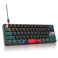 SOLIDEE mechanische Gaming Tastatur 60%,61 Tasten mit Lineare rote Schalter,kabelgebundene mechanische Tastatur mit LED-Hintergrundbeleuchtung,gemischtes Licht kompakte Tastatur(61 Black-Green)
