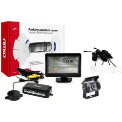Amio, Rückfahrkamera, Parksensor-Kit TFT01 4,3 Zoll mit Kamera HD-501 und 4 weißen Sensoren