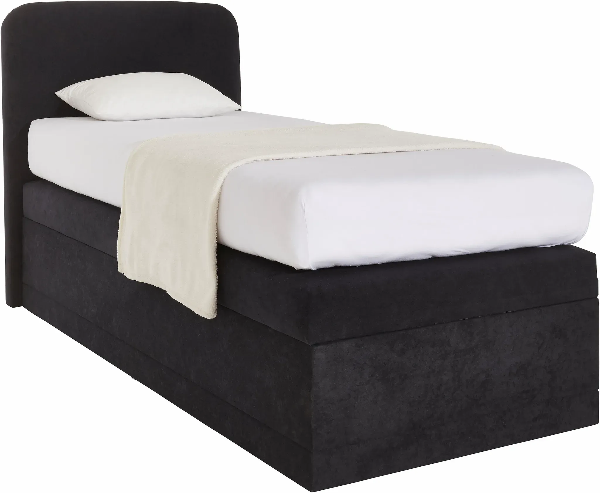 Boxspringbett, wahlweise mit Bettkasten, schwarz, , 56895866-0 Microvelours   ohne Bettkasten-Ohne Topper