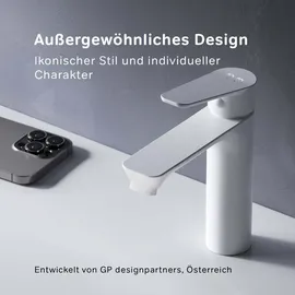AM.PM Einhebel-Waschtischarmatur Hit Wasserhahn Bad aus Messing, Mischbatterie FTA02233 M-Größe Weiß