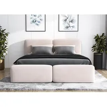 mebloland Polsterbett OLKE -OM 140 x 200 mit Bettkasten. Farbe: Beige - Beige