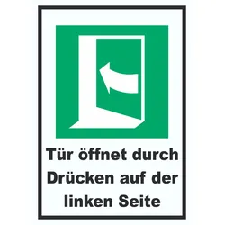 Tür öffnet durch Drücken auf der linken Seite A2 (420x594mm) Schild