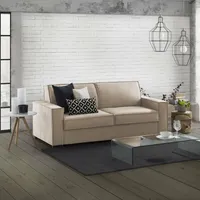Talamo Italia 2-Sitzer Schlafsofa Giuliana, 2-Sitzer-Sofa, 100% Made in Italy, Wohnzimmersofa mit drehbarer Öffnung, aus gepolstertem Stoff, Standardarmlehnen, cm 180x95h90, Beige